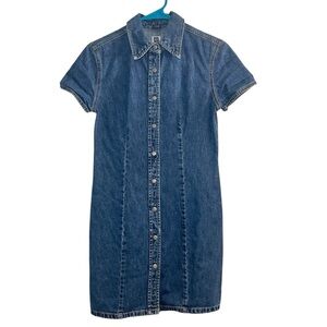 Gap Women’s Denim Collar Short Sleeve Button Up Mini Shift Dress